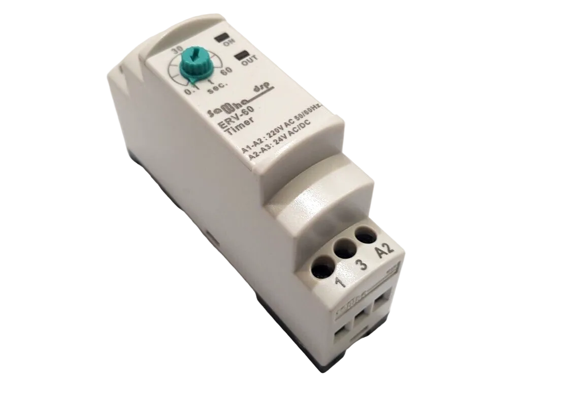 Timer Relay, On Delay, 0.1 - 60Sec, 240Vac, 24VAC/DC, Din Rail Mount